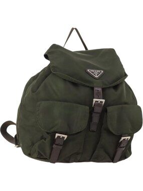 PRADA Backpack Nylon Khaki Silver